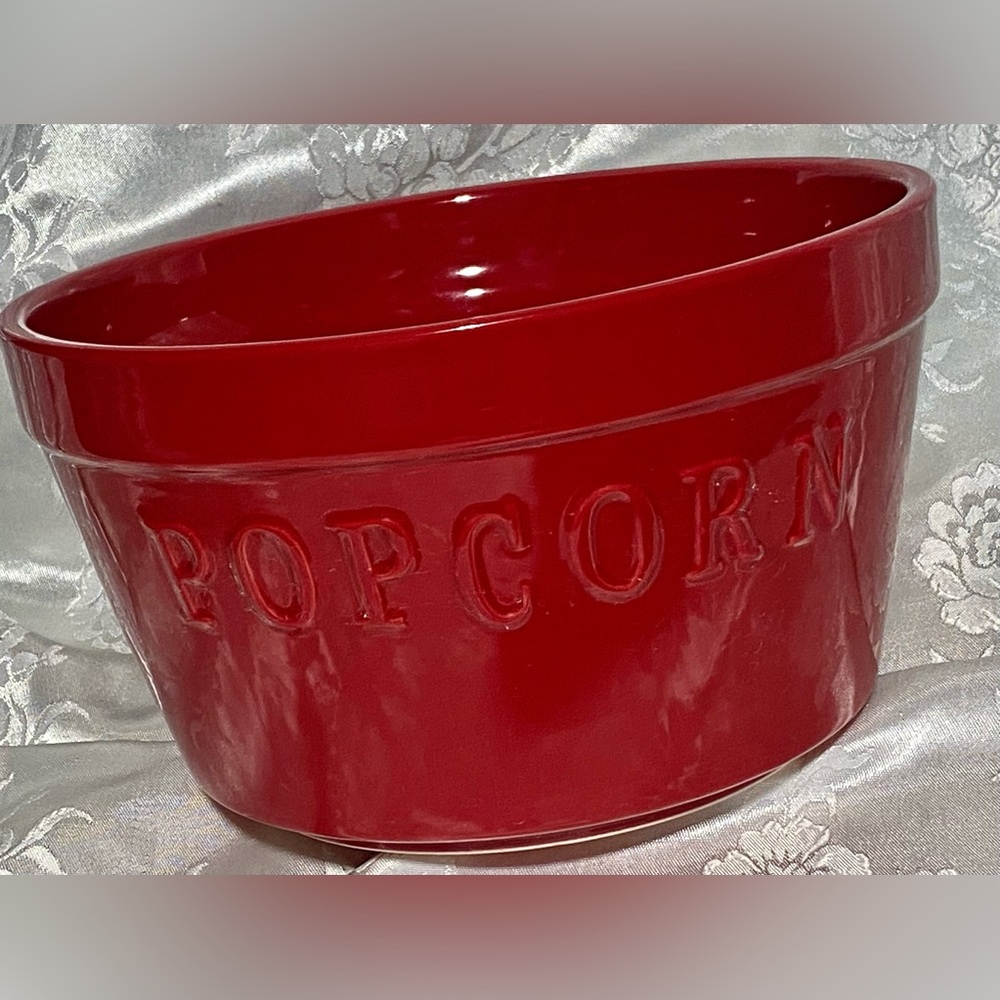 Red POPCORN Serving Bowl 8” Movie Night Snack Bowl - Picture 3 of 7